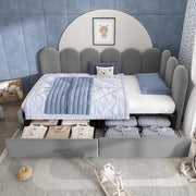 Letto imbottito singolo con cassetti - Xylo - 90x200cm - Grigio - Divano letto, contenitore