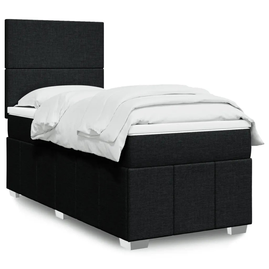vidaXL Giroletto a Molle con Materasso Nero 90x200 cm in Tessuto