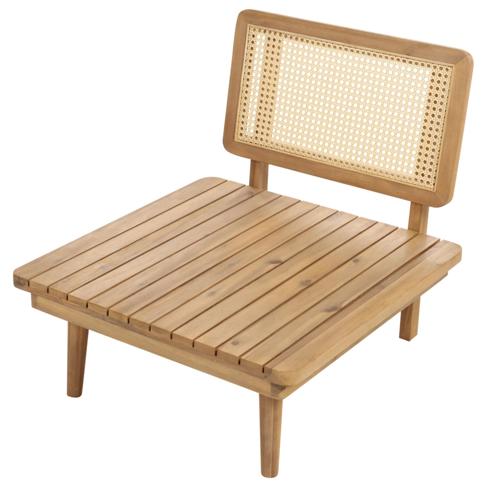 Set da giardino 5 pezzi Legno chiaro con cuscini beige chiaro Divano Poltrona Tavolino 4 posti Set da conversazione Boho