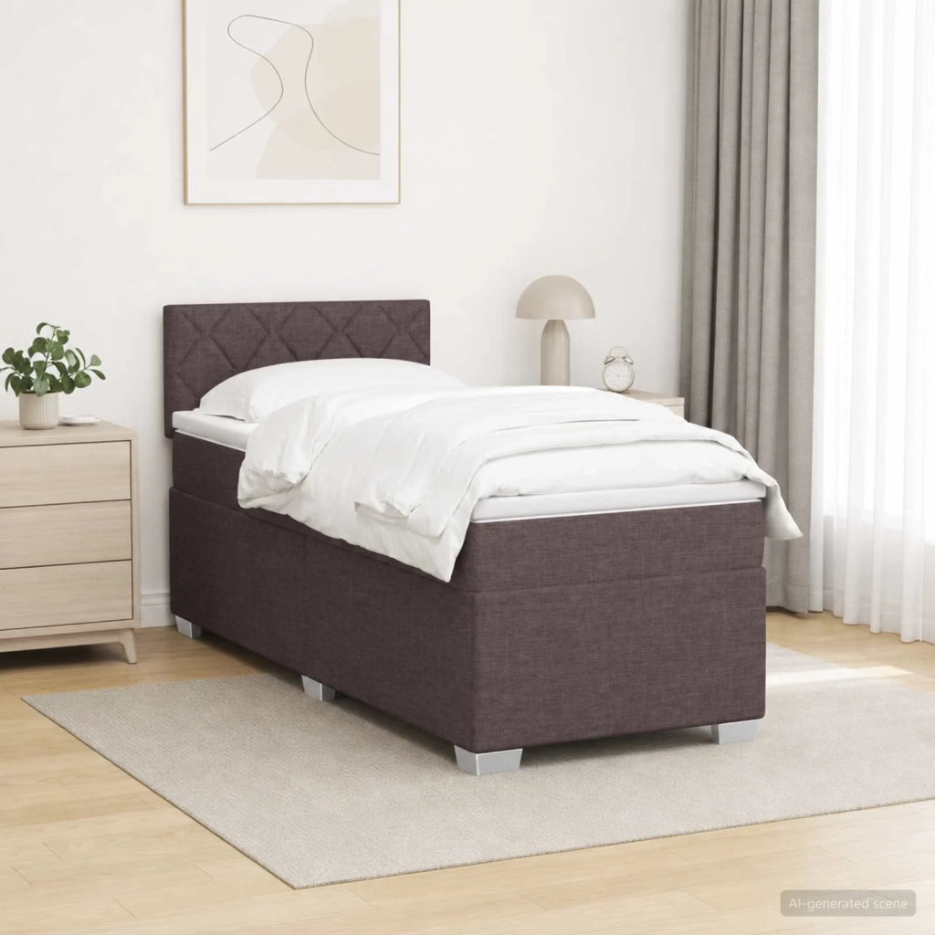 Letto con Box Spring, Materasso e LED Marrone Scuro 90 x 190 cm 3451843
