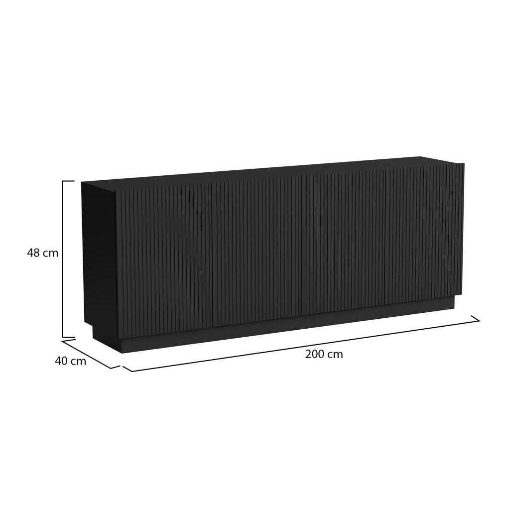 Madia Masainas, Credenza 4 Ripiani, 200x40x48h cm Nero