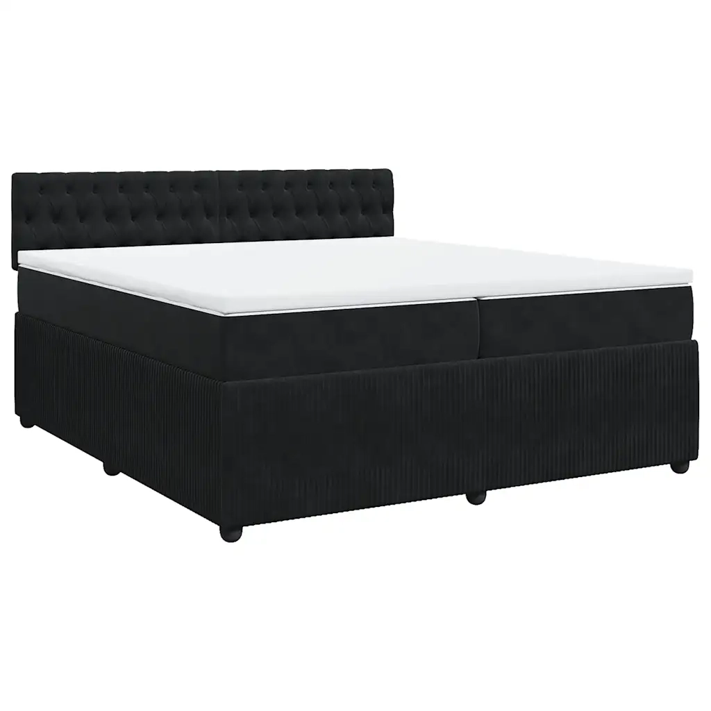 Giroletto a Molle con Materasso Nero 200x200 cm in Velluto 3287838