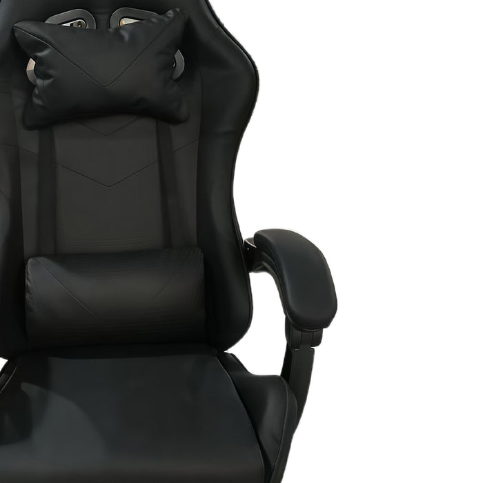 Sedia da Gaming Ergonomica con Poggiapiedi e Cuscini in PVC Nero