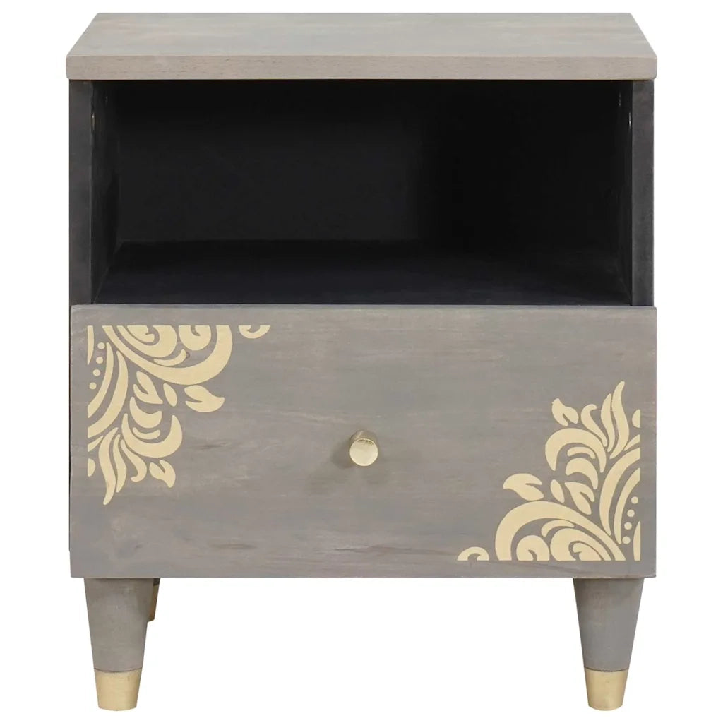 vidaXL Armadio da Notte Grigio 40 x 33 x 46 cm legno massello di mango