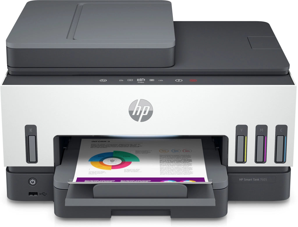 Hp smart tank 7605 wireless all-in-one colore stampante, stampa fronte/retro fotocopiatrice, scanner - 28C02A#BHC
