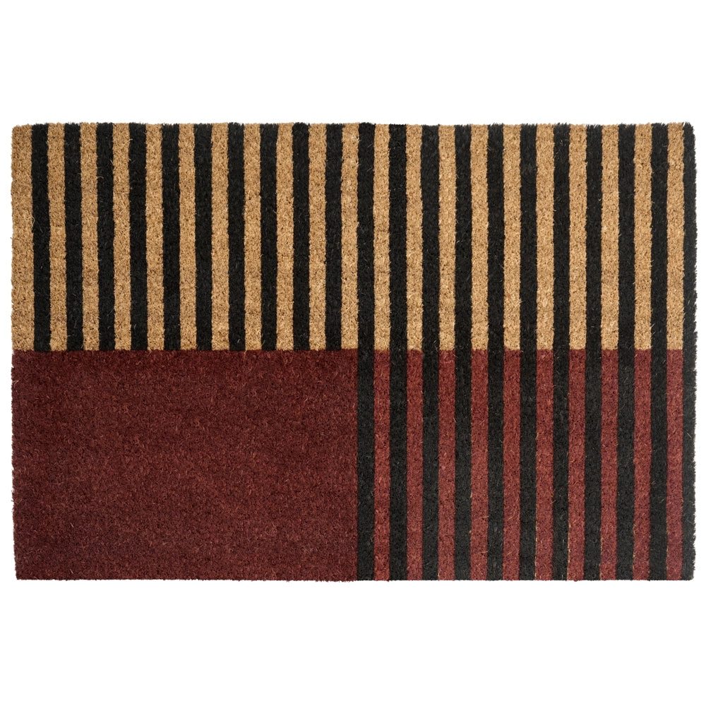 Zerbino marrone e beige in fibra di cocco con fondo in gomma 40 x 60 cm Antiscivolo Decorativo Motivo a strisce Zerbino di benvenuto