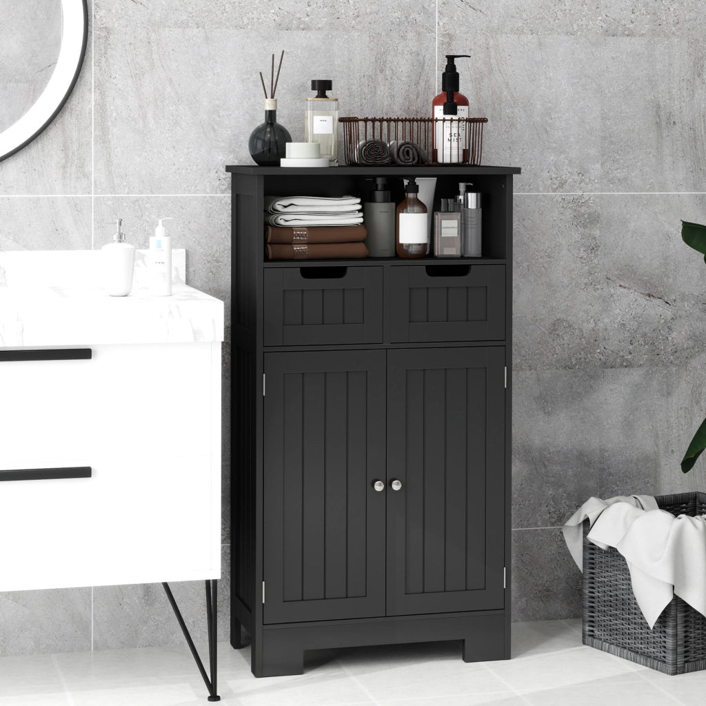 Mobile Bagno Sottolavabo con 2 Ante e 2 Cassetti ¨C zephmum ¨C Nero 60x30x50 cm