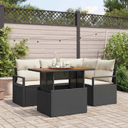 Set da Pranzo per Giardino con cuscino 5 pcs Nero e Crema