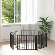 Cancello per cani 6 pcs Nero 80 x 60 cm Acciaio zincato