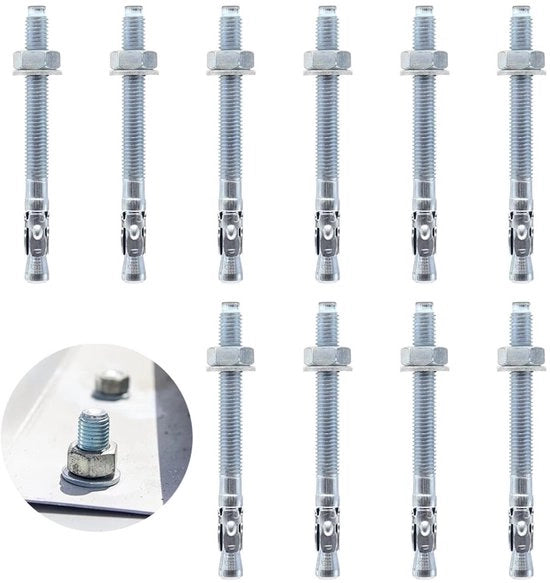 Boutankers zavoranti per muri - In acciaio lavorato - M10 x 110 mm - Anticorrosione - Ideali per fissaggi di facciate