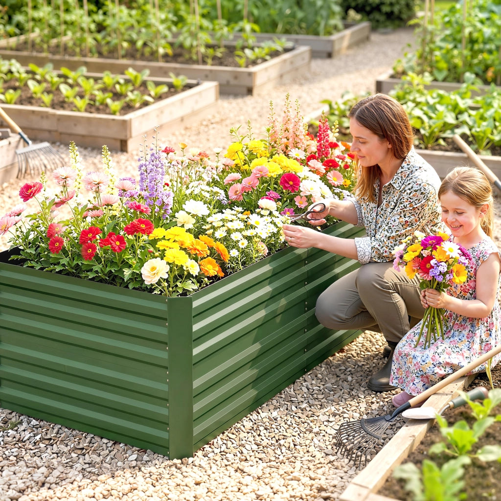 Carr¨¦ da giardino rettangolare ¨C zephmum ¨C grigio acciaio galvanizzato 180x90x59 cm