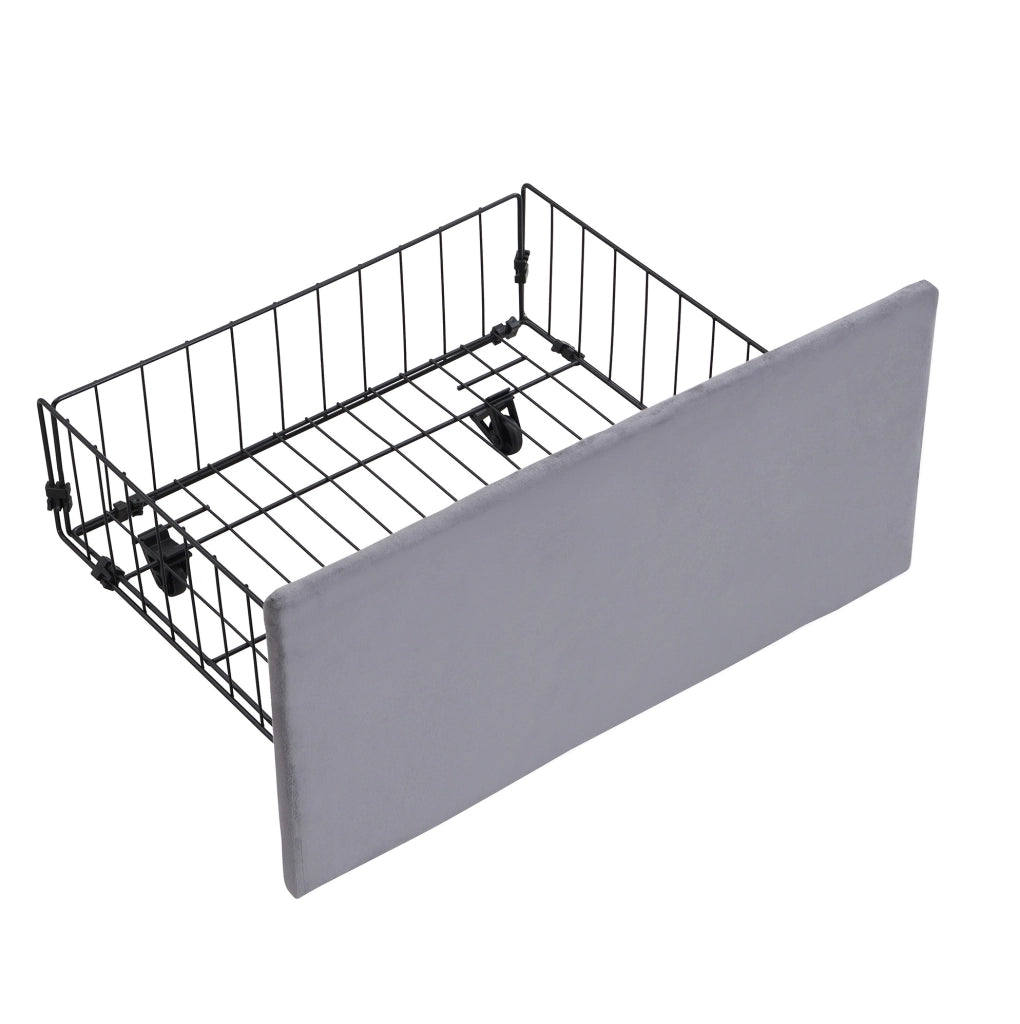 Letto matrimoniale 180x200 cm con contenitore idraulico e 3 cassetti; in velluto grigio