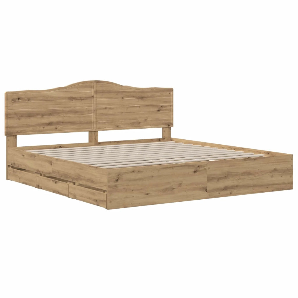 Bed Frame with Storage and Headboard Artisan Oak 180 x 200 cm 3445839