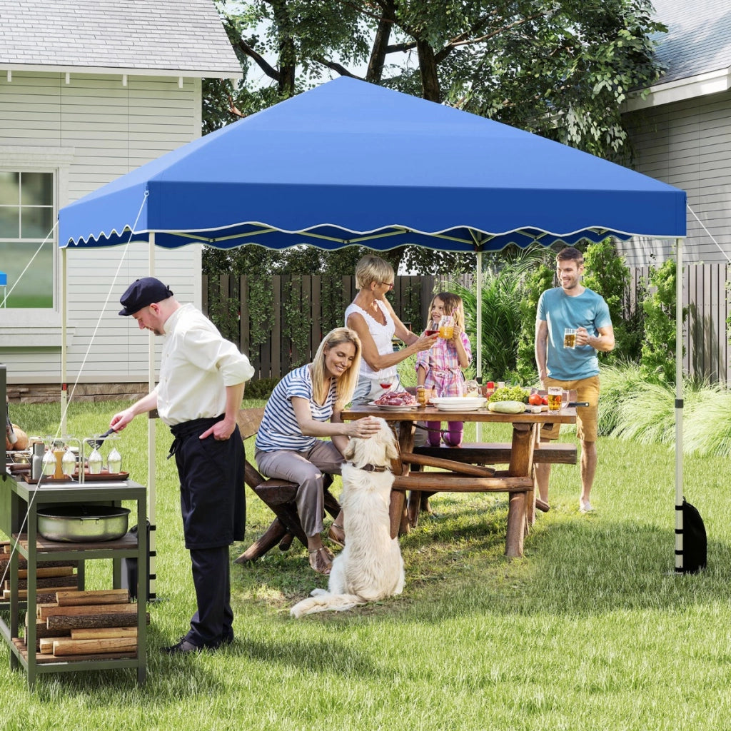 Tenda a baldacchino pop-up 3 x 3 M per feste per feste eventi commerciali, Rifugio da patio pieghevole con borsa con ruote Blu-Tende parasole