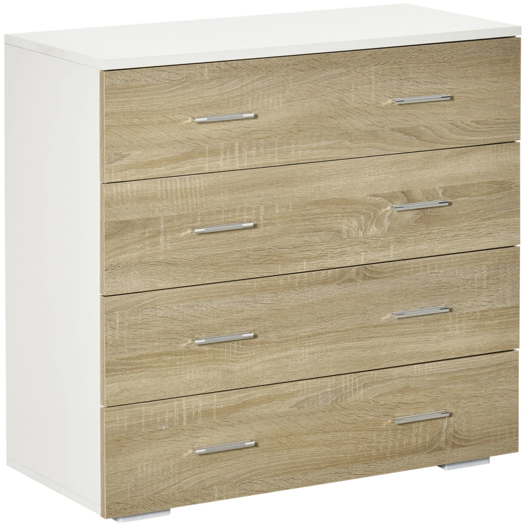 Cassettiera 4 Cassetti in Legno ¨C Zephmum ¨C Bianco Rovere 76x35x72