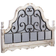 Specchio da parete in legno e metallo invecchiato bianco 128,5x6,5x89h
