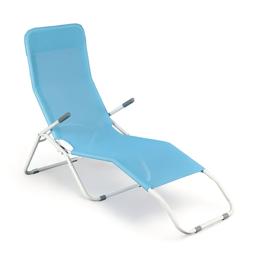 Sdraio Long Beach Pieghevole 63x180 cm in Acciaio e Textilene - Blu