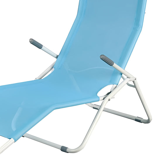 Sdraio Long Beach Pieghevole 63x180 cm in Acciaio e Textilene - Blu