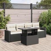Set Divani da Giardino 5 pz con Cuscini in Polyrattan Nero 3326237