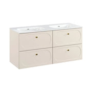 Set da bagno TORNADO: mobili sotto lavabo 120cm beige + doppio lavabo incassato bianco