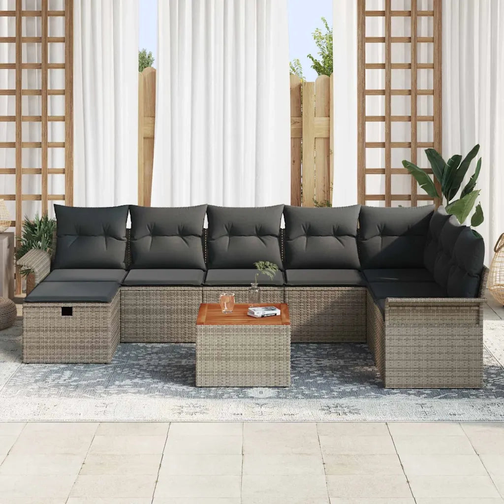 Set Divano da Giardino con cuscino 9 pcs Grigio polyrattan 3359468