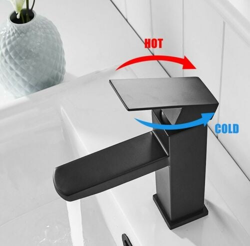 Rubinetto miscelatore da bagno lavabo squadrato nero opaco