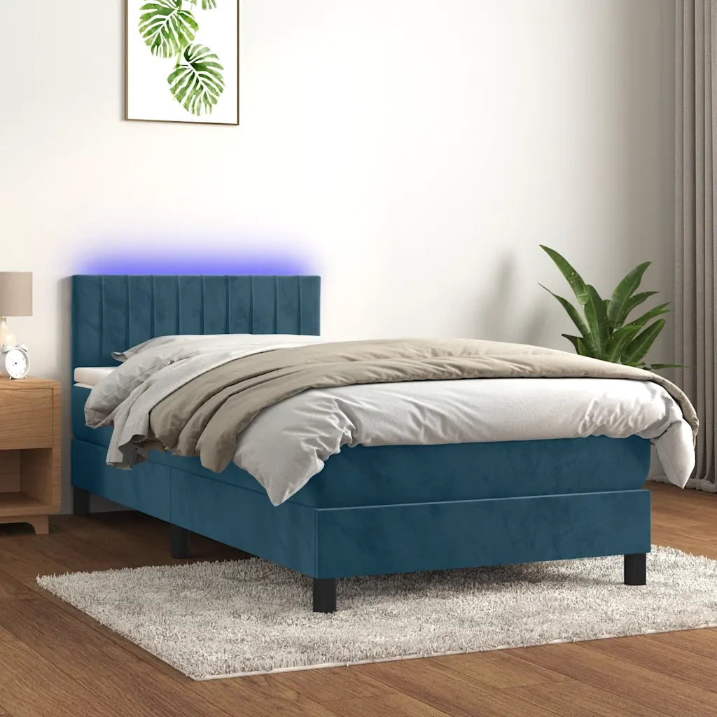 Letto a Molle con Materasso e LED Blu Scuro 100x200 cmcod mxl 98916