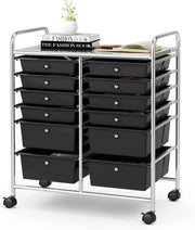 Carrello Portaoggetti con Ruote, 12 Cassetti Rimovibili, Carrello a Rotelle per Soggiorno, Ufficio, Camera da Letto, 64x38x75 cm, 3 Colori