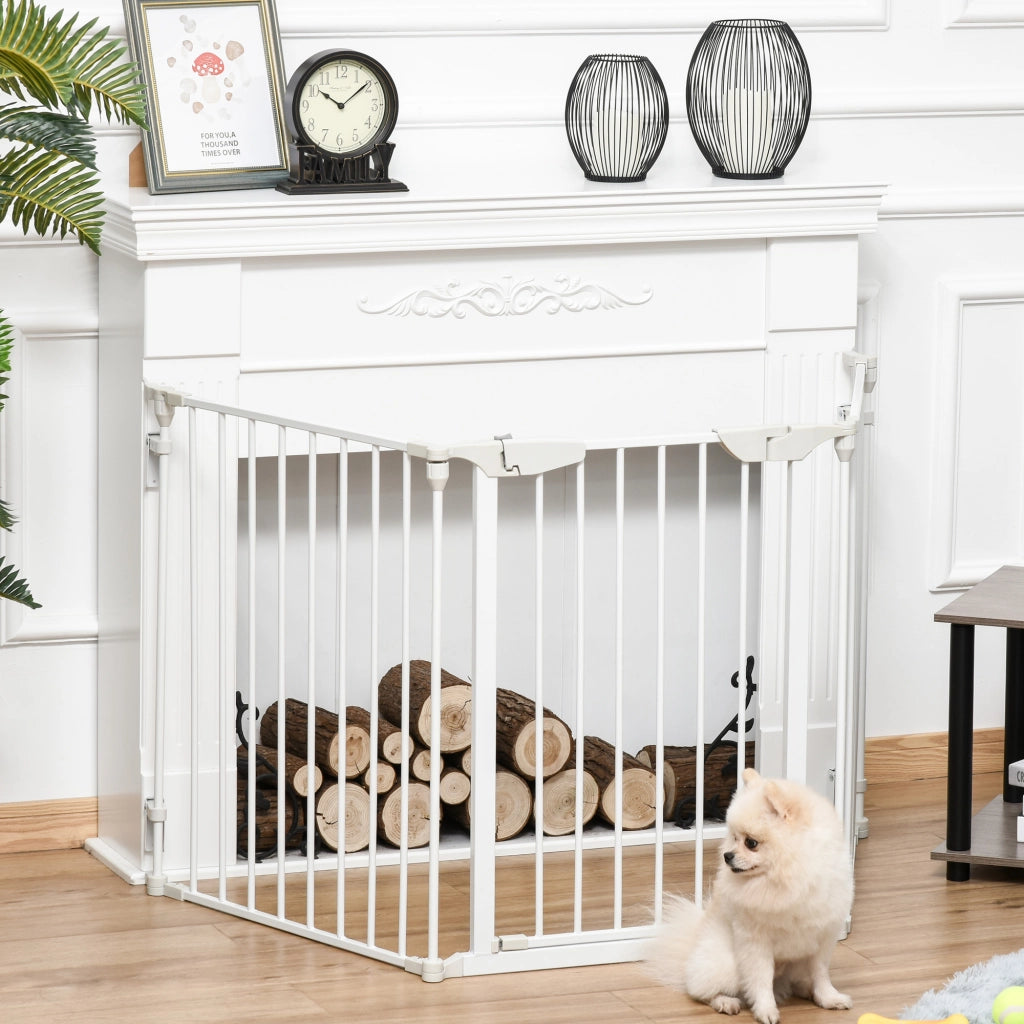 Cancelletto per Cani con Chiusura Automatica e Sistema di Blocco. in Metallo e Plastica. 180x74.5 cm. Bianco