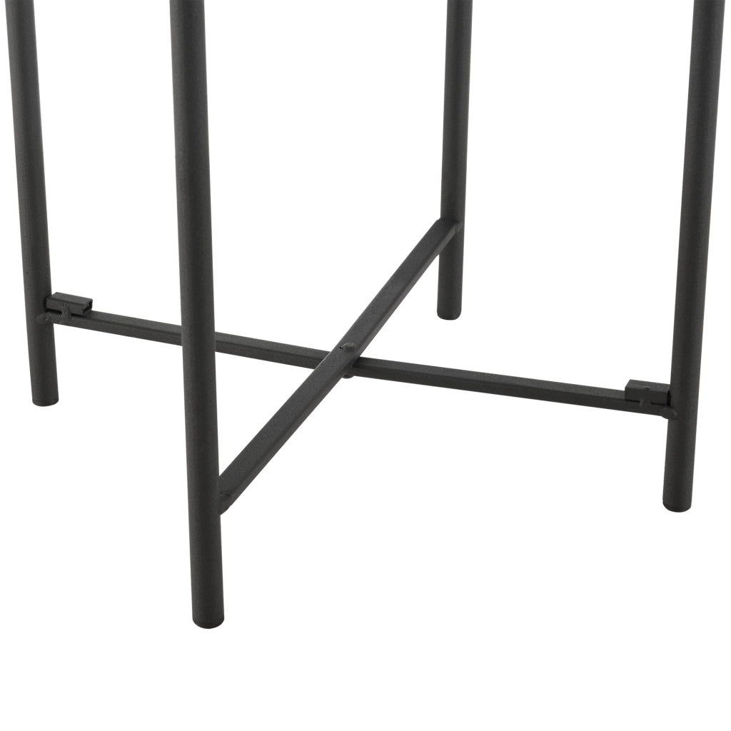 Tavolino da caffè/da Divano con Contenitore e Piano Tondo Rimovibile - (AxL) 45x35 cm - Tavolino Basso da Salotto in Metallo - Nero/Color Sabbia