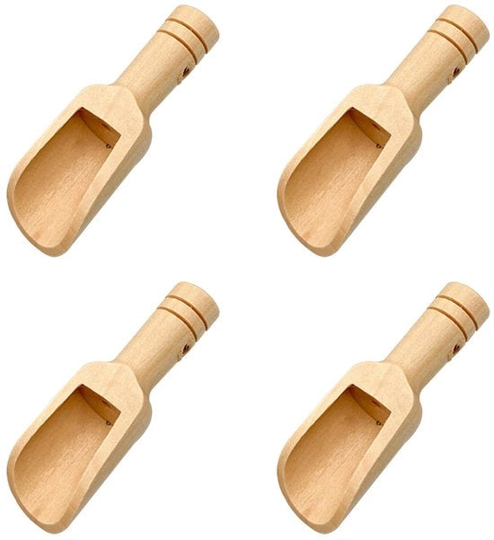 4 set di cucchiai per sale, cucchiai in legno mini, cucchiai piccoli per pentole, cucchiai per sale, cucchiai per zucchero, cucchiai in vetro, cucchiai in legno per sale, riutilizzabili per servire sale, spezie e altro