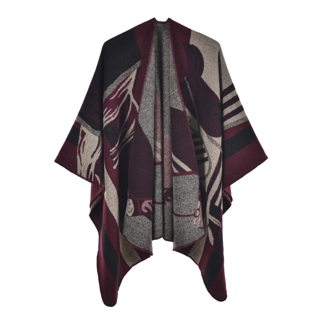 Nuovo scialle da donna, elegante mantellina in cashmere spesso con spacco