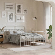 Giroletto con Testiera e Pediera Metallo Bianco 137x190 cm 376666