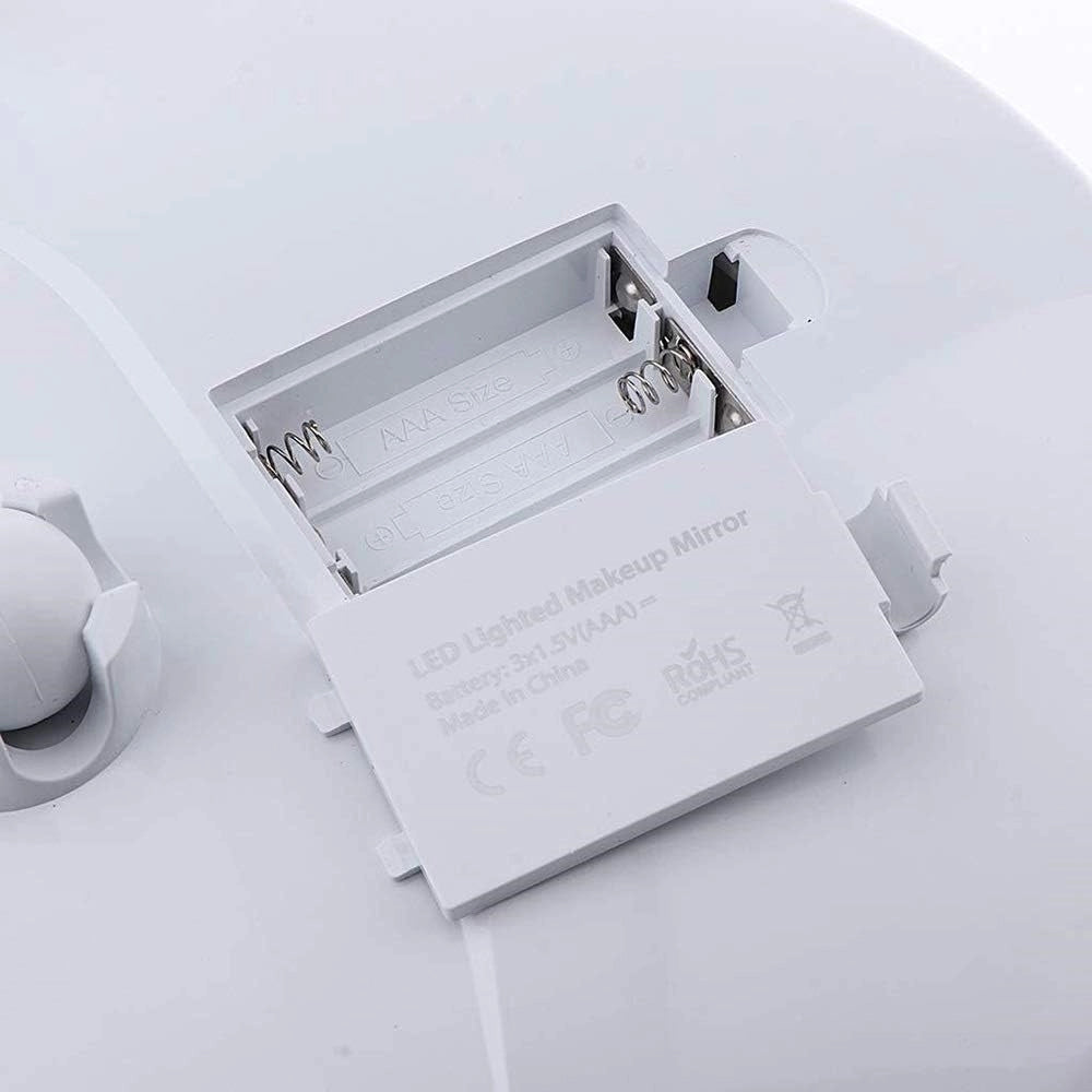 Trade Shop - Specchio Per Trucco Ingrandimento 10x Led Rotazione A 360° Ventosa Tubo Metallo Rotondo -