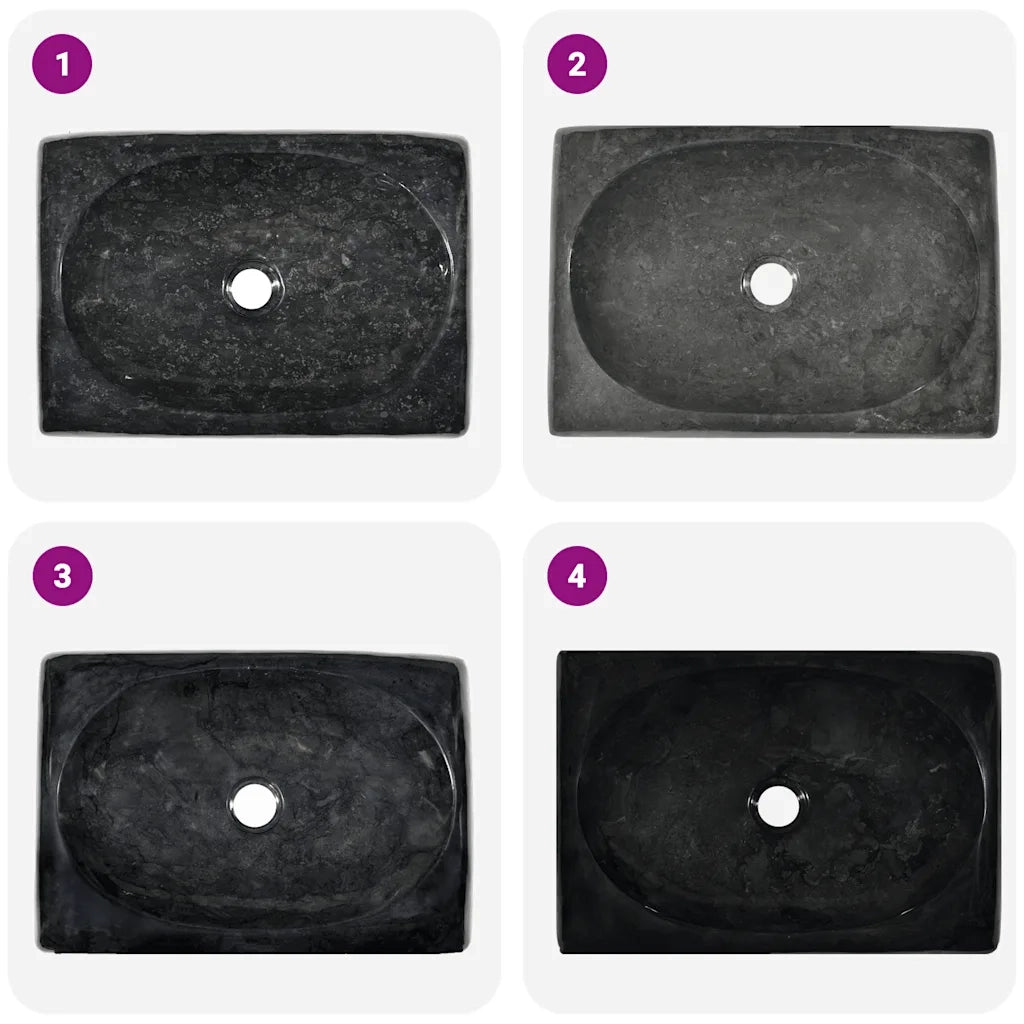 Lavandino-Lavabo-Lavello Nero 50x35x10 cm in Marmo 355012