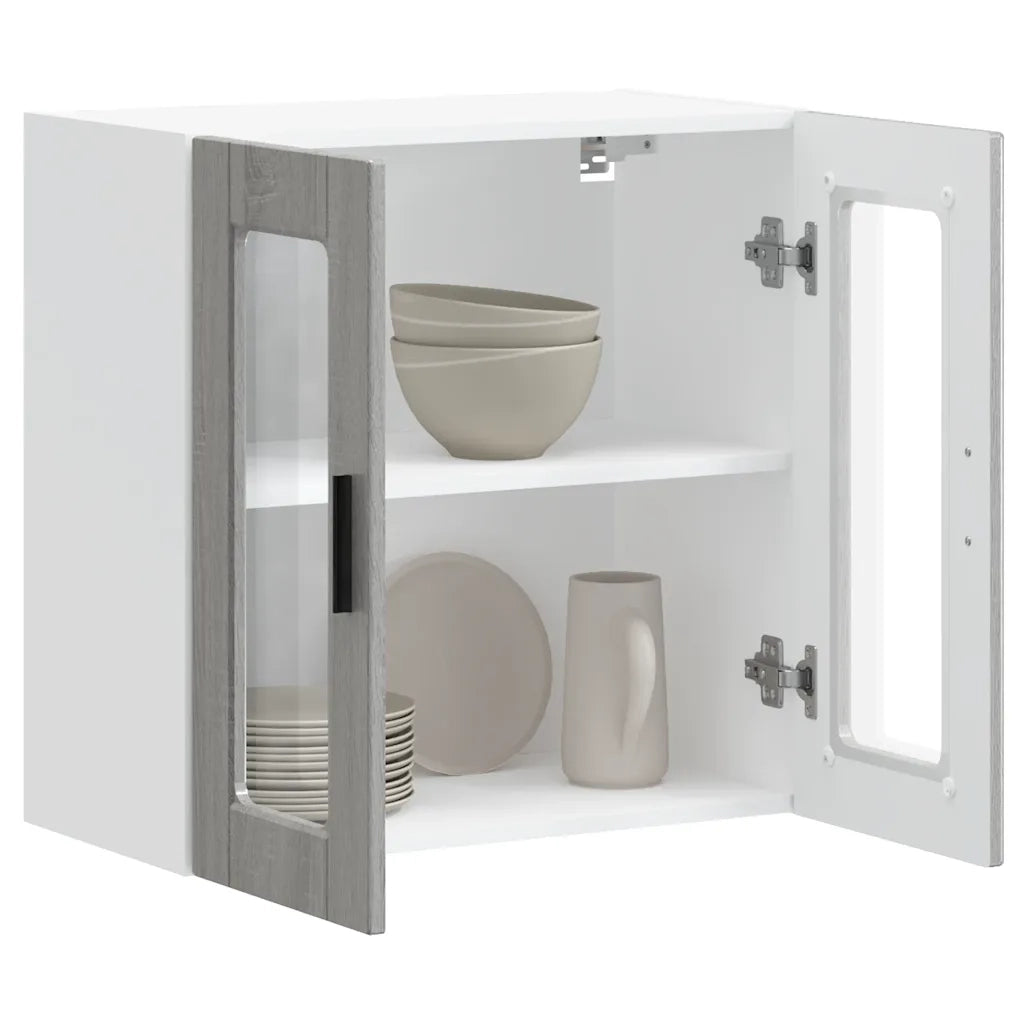 Pensile da Cucina con Porta in Vetro Porto Grigio Sonoma 854153