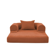 Poltrona letto singola pieghevole - 2 in 1 convertibile con cuscino - imbottita - arancione