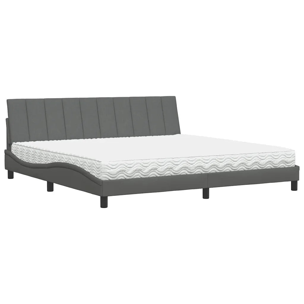 Letto con Materasso Hanko Grigio Scuro 200x200 cm in Tessuto 3310553
