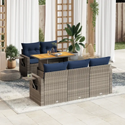 Set Divano da Giardino 6 pz con Cuscini Grigio in Polyrattan 3327106