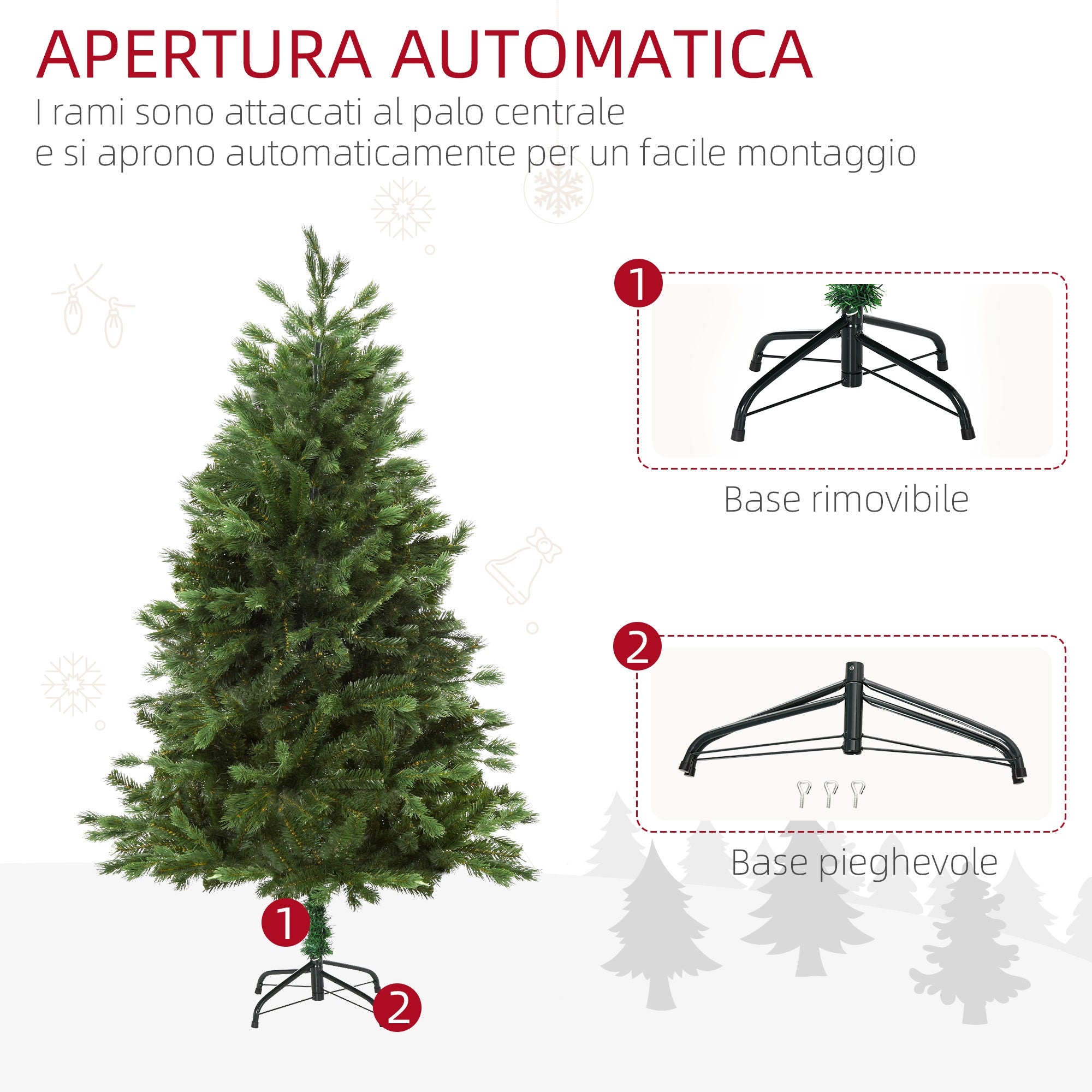 Albero di Natale Artificiale 180 cm 696 Rami  Pino Verde