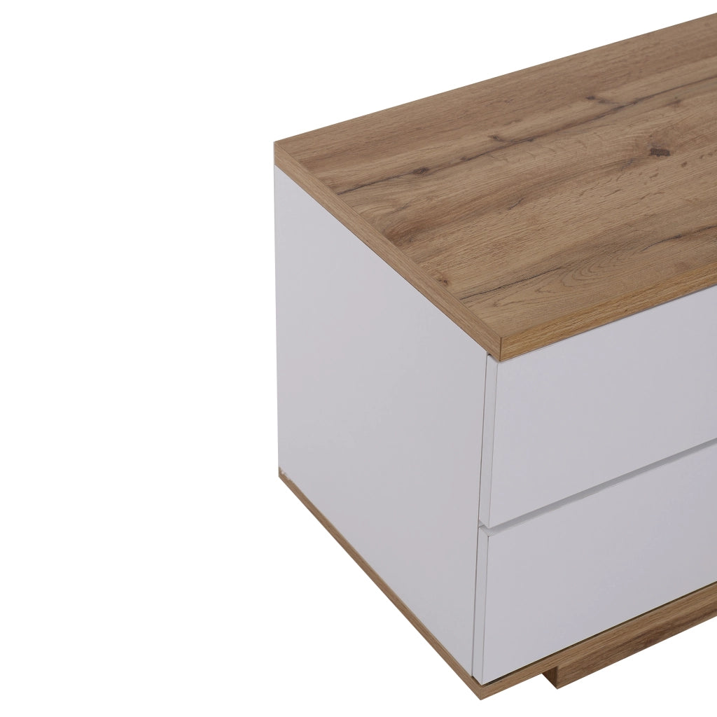 Mobile TV con 5 Ante e 2 Vani Aperti; Frontali a Griglia; Stile Moderno; 180??46??38 cm; in MDF; Bianco