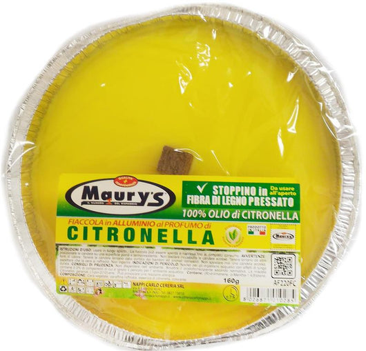 MAURY'S SET 6 CANDELE ALLA CITRONELLA BASE IN ALLUMINIO STOPPINO IN FIBRA DI LEGNO PRESSATO 16,5 CM