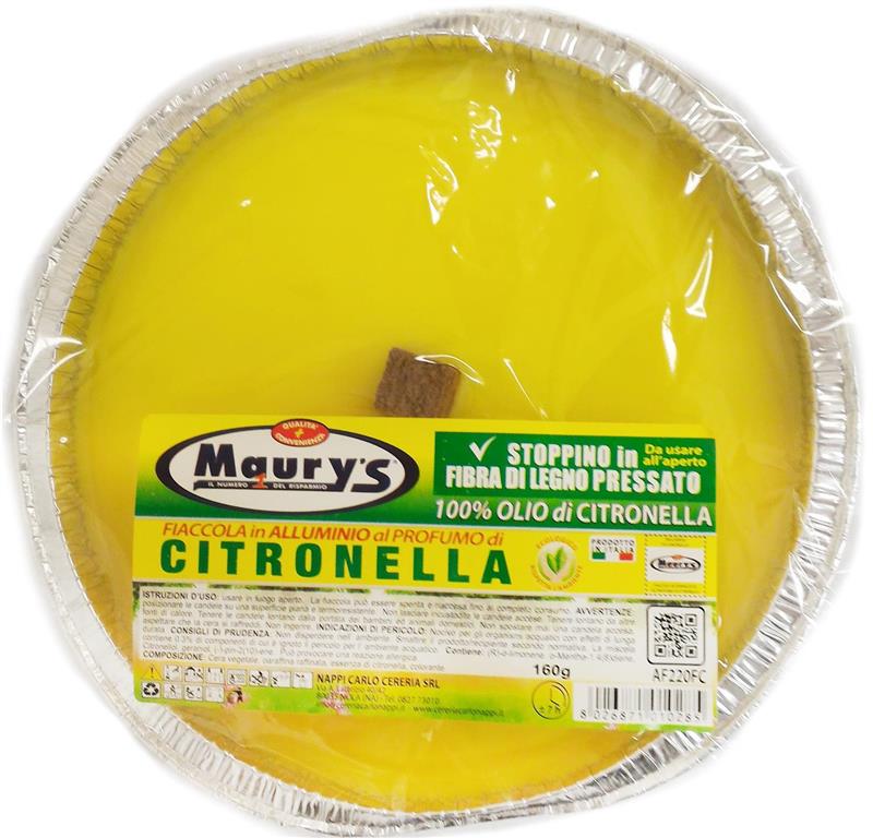 MAURY'S SET 6 CANDELE ALLA CITRONELLA BASE IN ALLUMINIO STOPPINO IN FIBRA DI LEGNO PRESSATO 16,5 CM