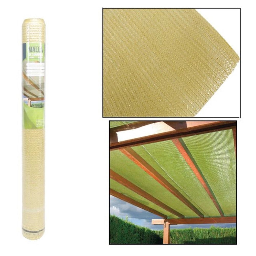 Trade Shop - Set 3pz Rotolo Rete Ombreggiante Beige Fitta 1x5mt Protezione Giardini Terrazze 017068 -