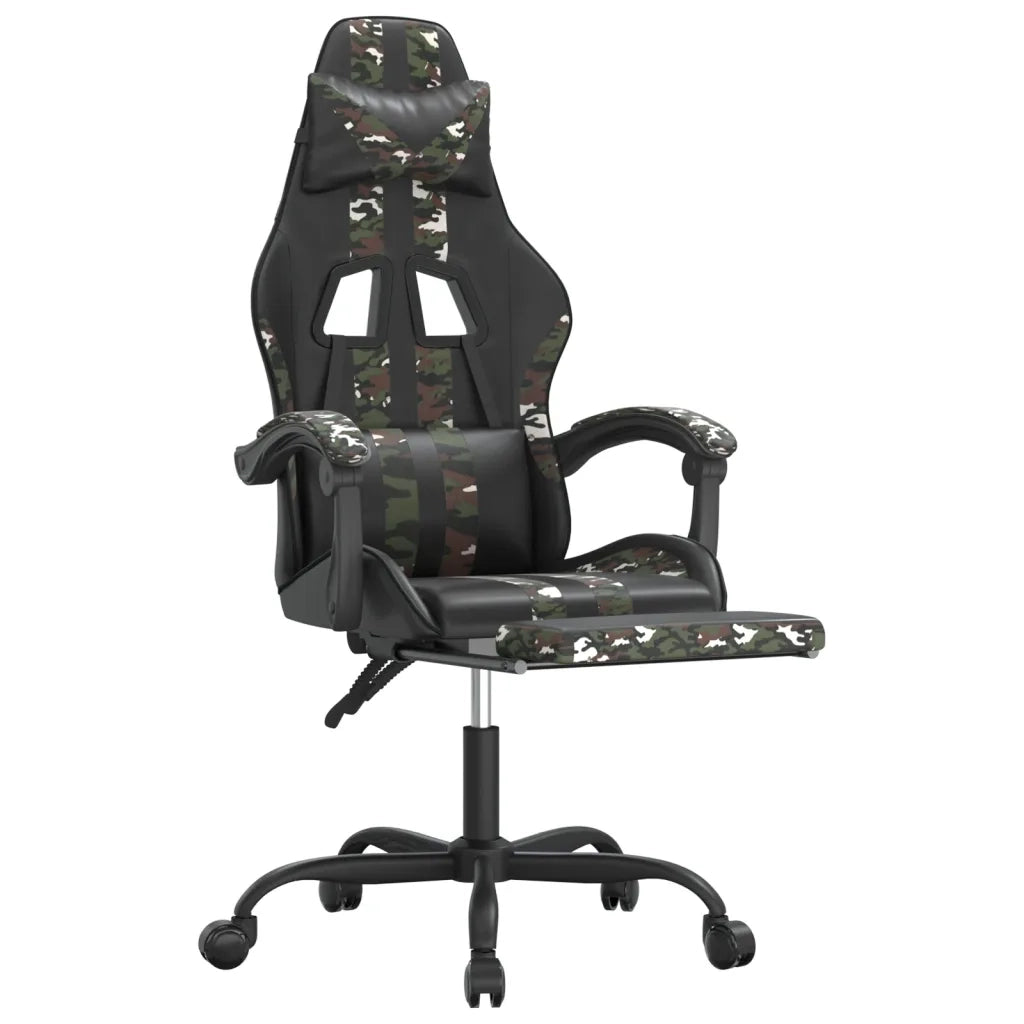 Sedia da Gaming con Poggiapiedi Nero e Mimetico in Similpelle 3143841