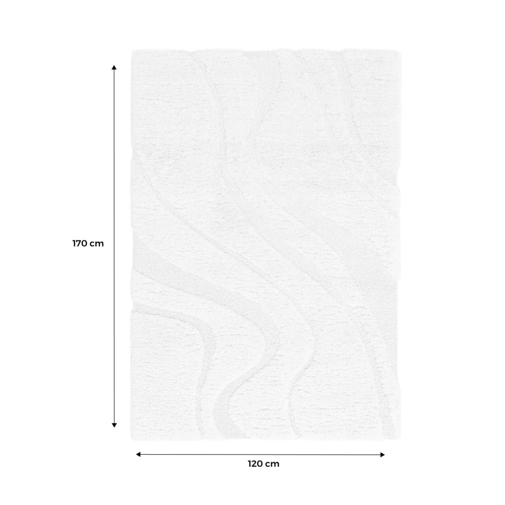 Tappeto  interno shaggy motivo con rilievo crema