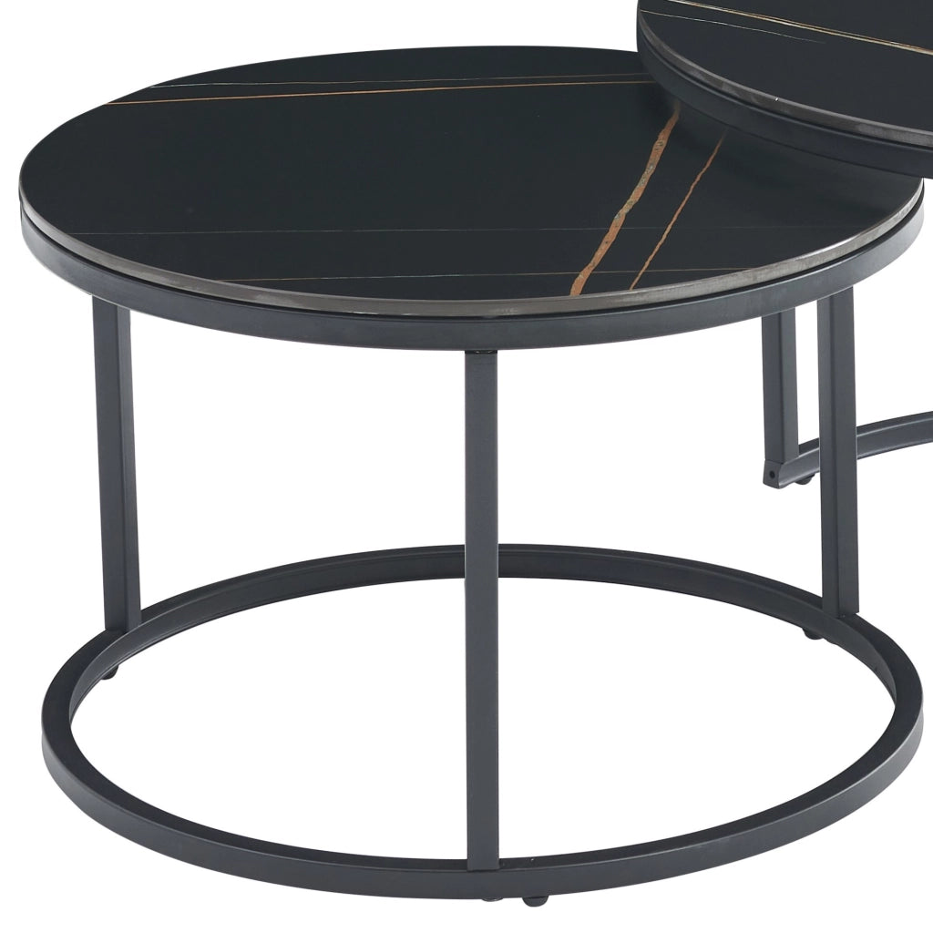 Tavolino da caffè TAJDA set da 2 (marmo nero + oro)