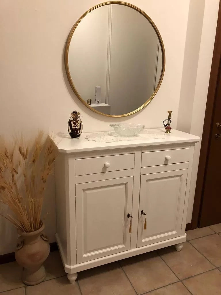 Madia credenza arte povera 2 ante legno bianco 103x43x96 (1511) - Mobili 2G