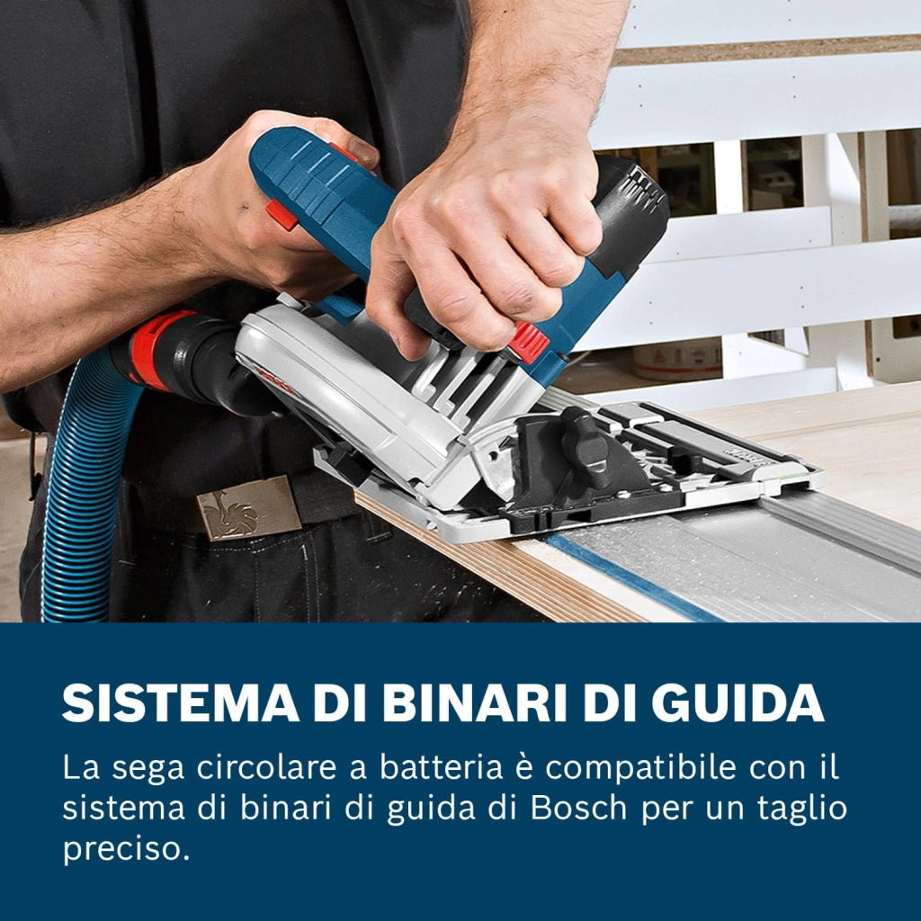 Bosch Professional 18V System Sega Circolare a Batteria Gks 18V-57 G (Compatibile conBinario di Guida, Prof. di Taglio: 57 Mm, Incl. 2 Batt. 4.0Ah, Caricabatt. Rapido Gal 18V-40, 1 Lama, L-Boxx)