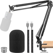 Microfono Boom Arm con Filtro Anti-Pop e Schermo Antivento - Adatto per Trasmissioni e Registrazioni - Incluso Schermo Antivento in Schiuma